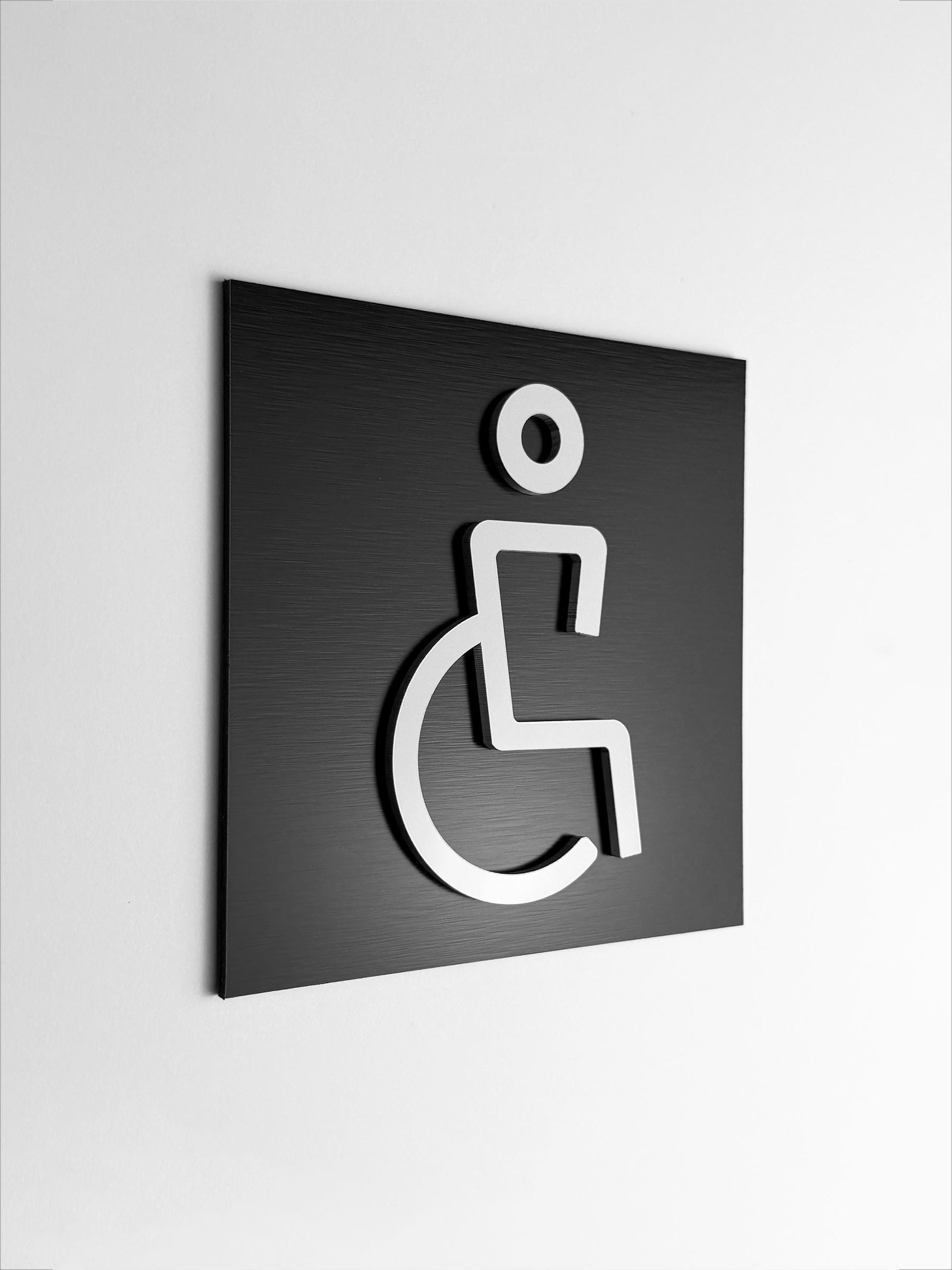 Handicap Restroom Sign, Accessible Bathroom Door Plaque, Modern 3D WC ...