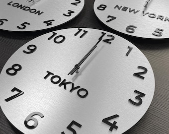 Relojes de zona horaria modernos - Reloj de zona horaria mundial - Relojes de zona horaria personalizados - Relojes de zona horaria modernos para recepción de hotel - Regalo de inauguración de la casa