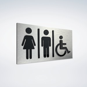 Unisex Toilet Sign - Bathroom Signage - All Gender Restroom Signs - WC Door Symbol - Toilets Room Plate