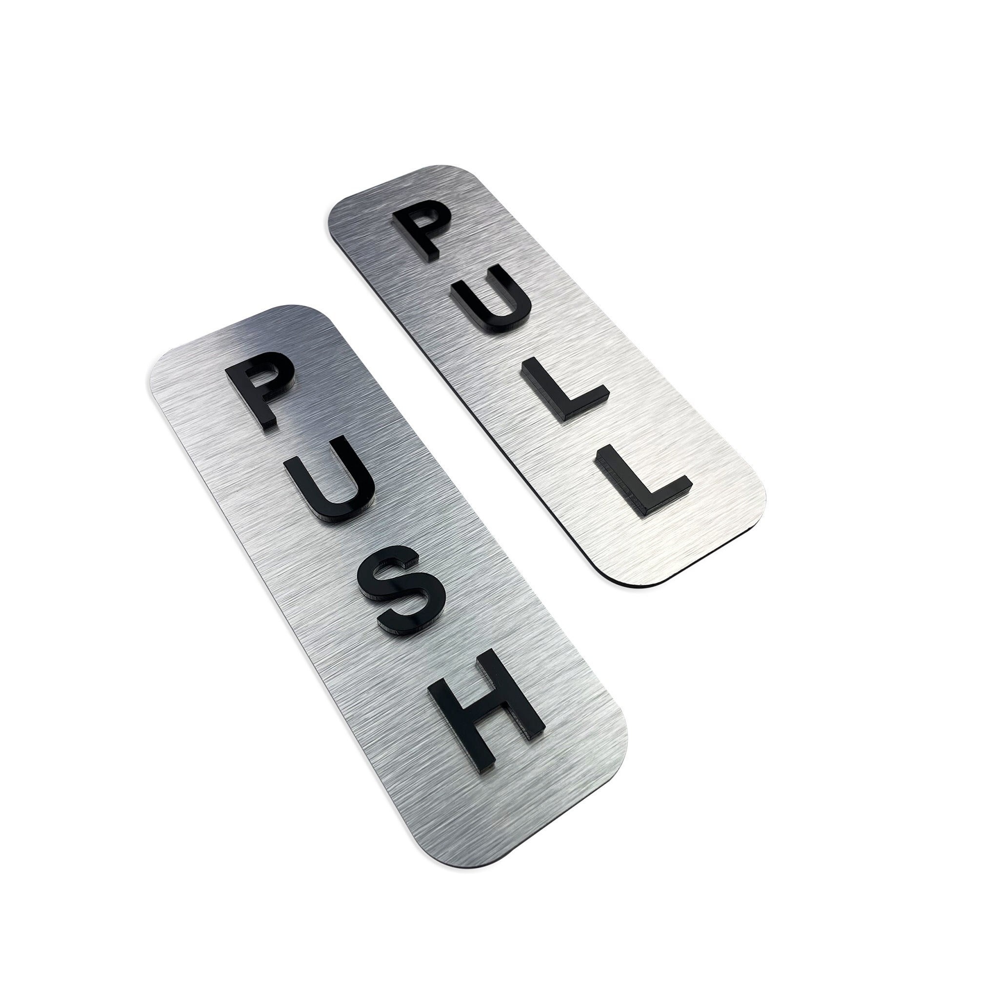 Push pull exit staff only Door aluminium Sign Shop Cafe Restaurant self adhesive 