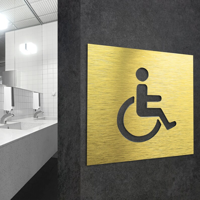 Handicap Bathroom Sign Handicap Sign Wheelchair Sign Etsy