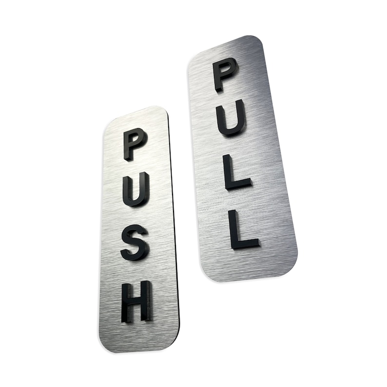 Set of 2 Push Pull Door Signs Vertical Office Doors Decals Etsy