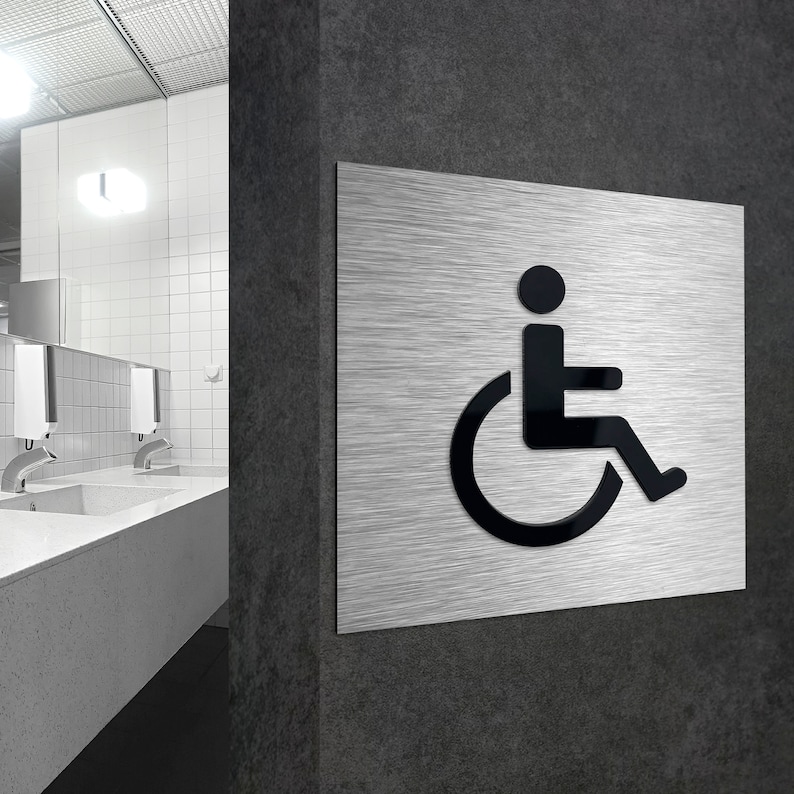 Handicap Bathroom Sign Handicapped Signs Wheelchair - Etsy