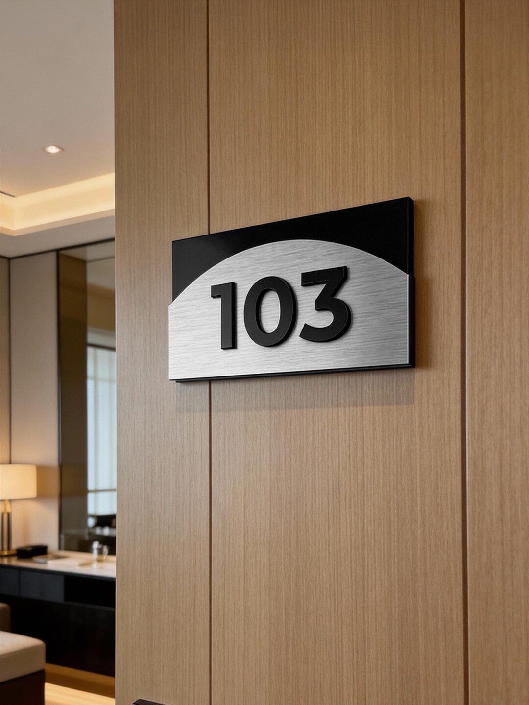 Custom 3D Layered Room Number Sign, Flow Design Hotel Door Plaque ...