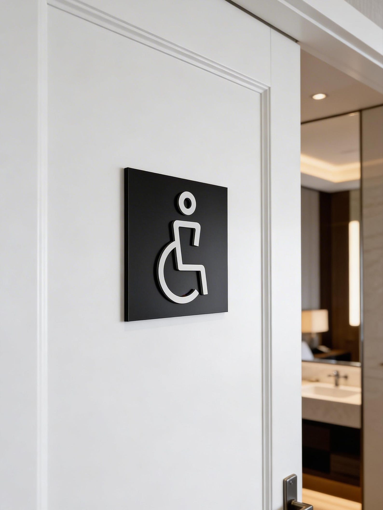 Handicap Restroom Sign, Accessible Bathroom Door Plaque, Modern 3D WC ...