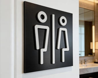 Women And Men Bathroom Sign, Unisex Restroom Door Plaque, Modern 3D WC Sign, Acrylic Hotel Office Washroom Wall Decor