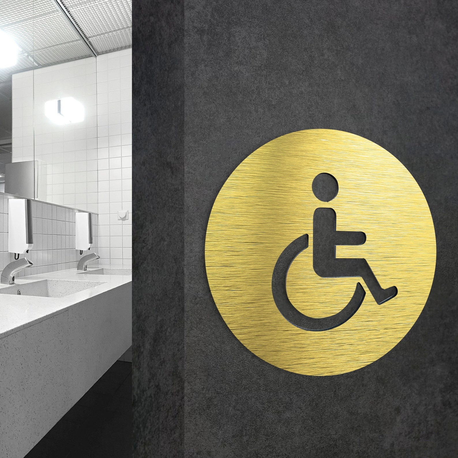 Handicap Bathroom Sign Handicap Sign Wheelchair Sign Etsy