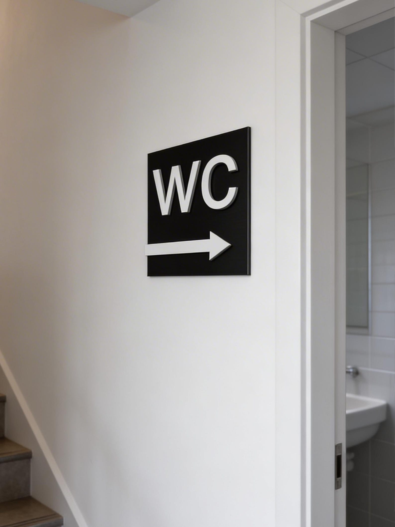 Wc Direction Sign WC Arrow Restroom Sign - Bathroom Directional Signage - Toilet ...