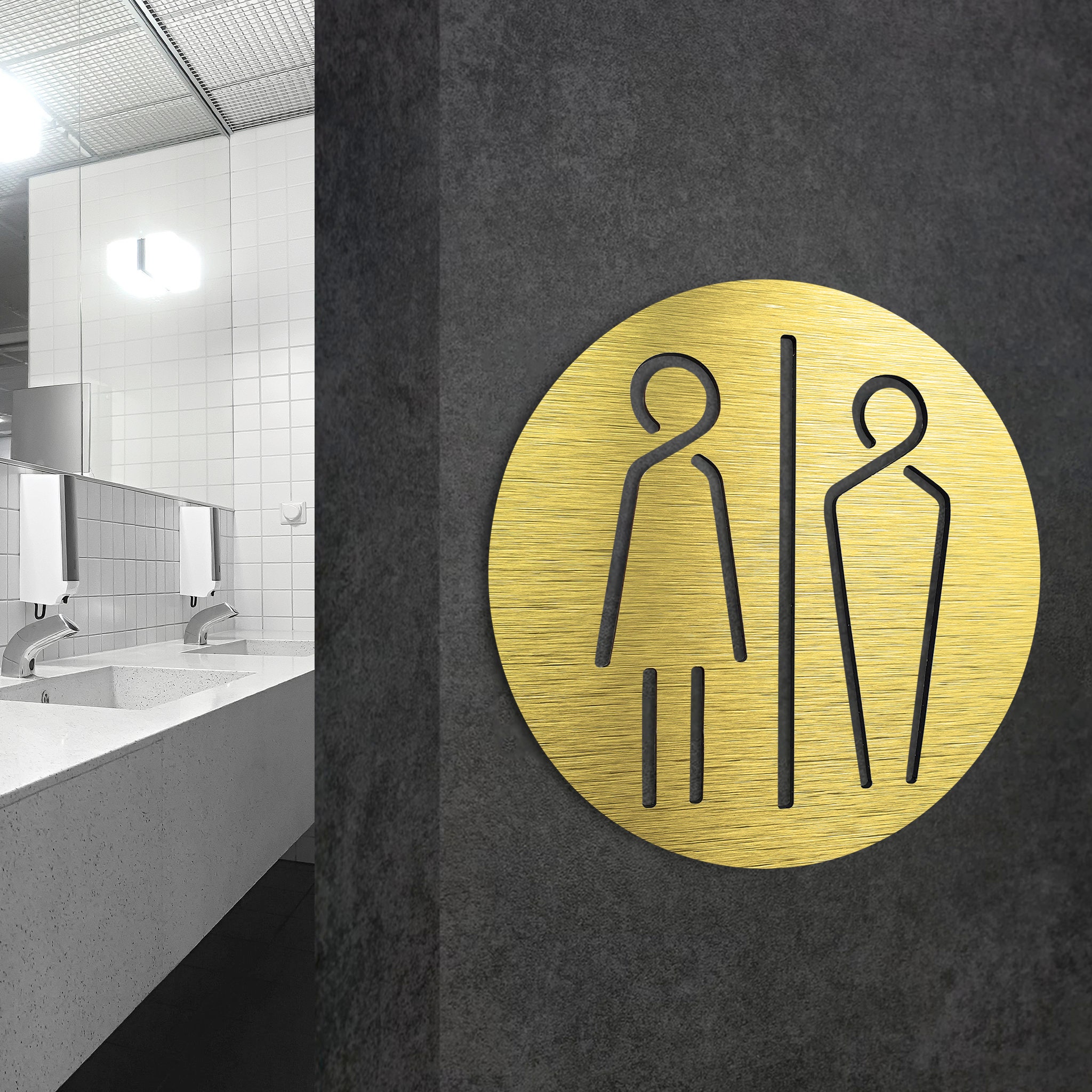 Unisex Bathroom Sign Men and Women Sign Restroom Symbol Etsy