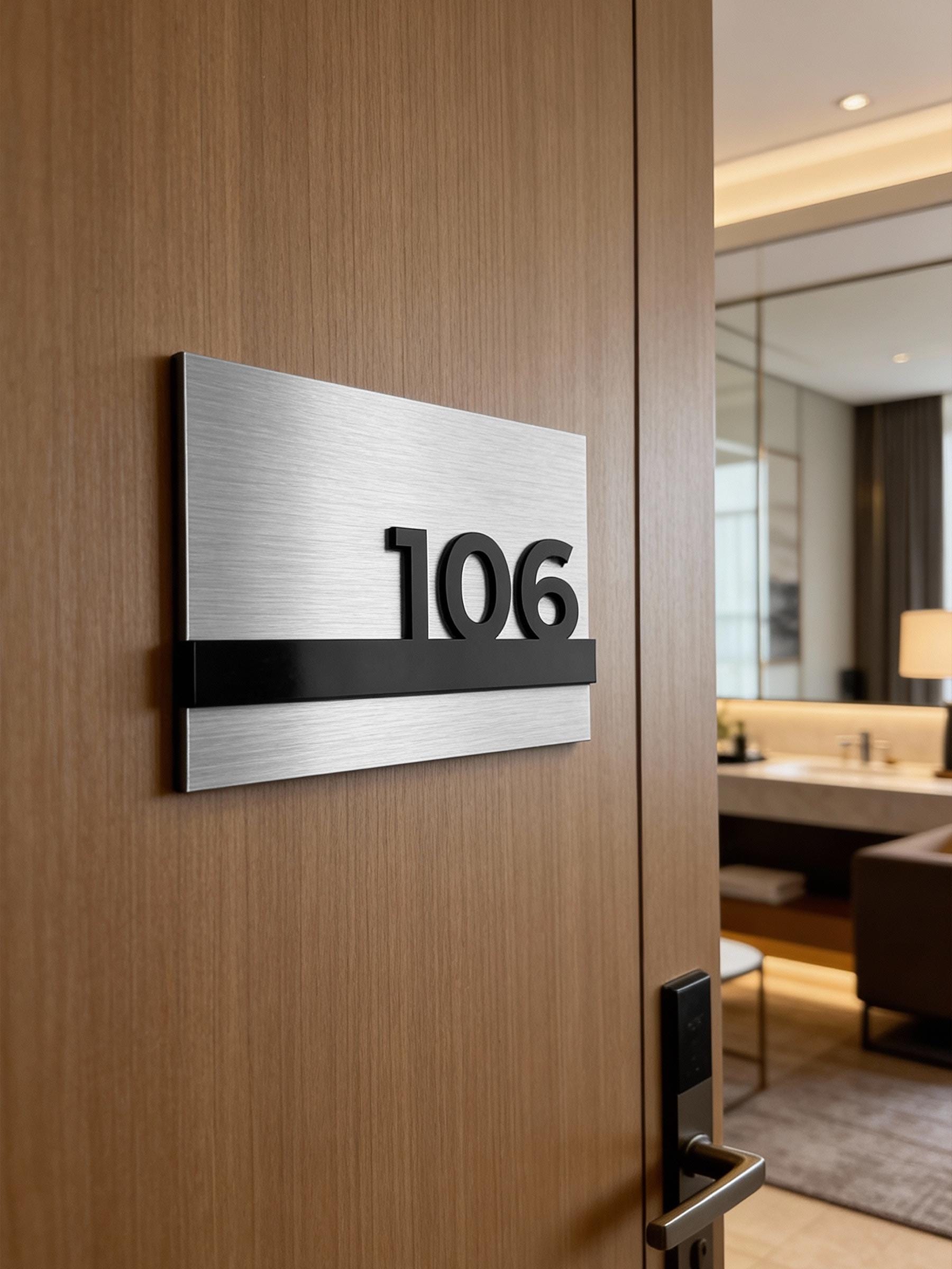 Room Number Lettering Modern Room Number Sign - Suite Door Signage - Hotel Room Signs - Etsy