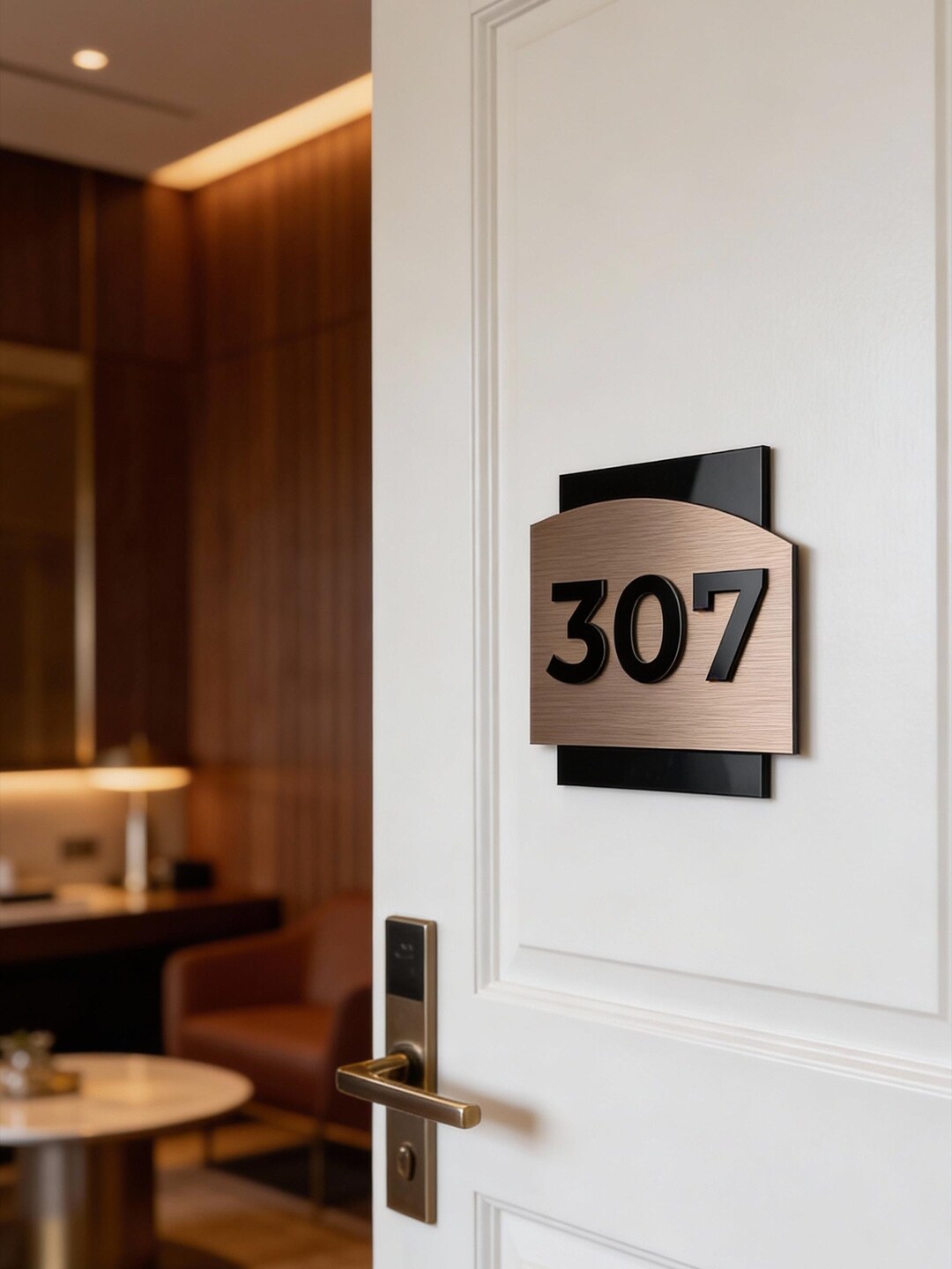 Brushed Bronze Room Number Sign - Hotel Room Signage - Suite Signs - Etsy