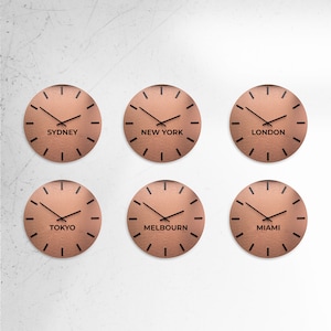 Horloge fuseau horaire moderne - horloges fuseau horaire de réception d'hôtel - horloge murale mondiale personnalisée, cadeau de pendaison de crémaillère