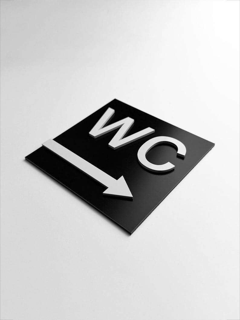Wc Direction Sign WC Arrow Restroom Sign - Bathroom Directional Signage - Toilet ...