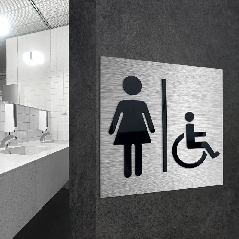 Womens Restroom Sign Handicap Signs Women Bathroom Signage Etsy