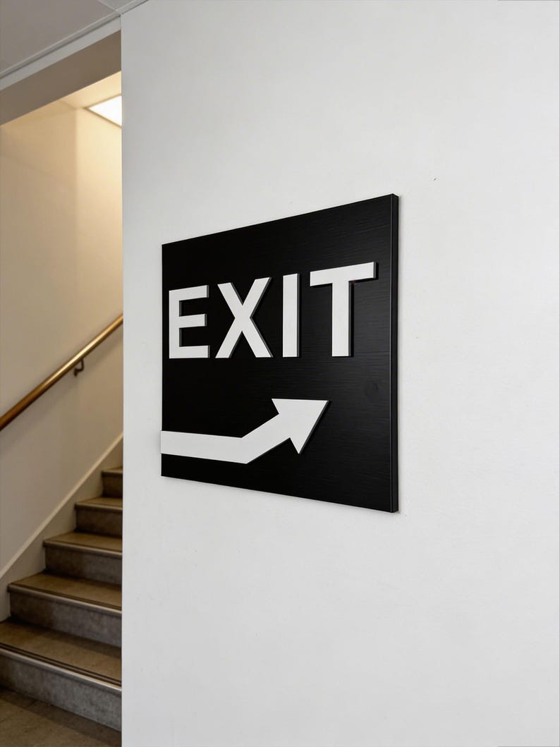 Exit Way Arrow Signage Upstairs, Directional Exit Door Plaque, Modern ...