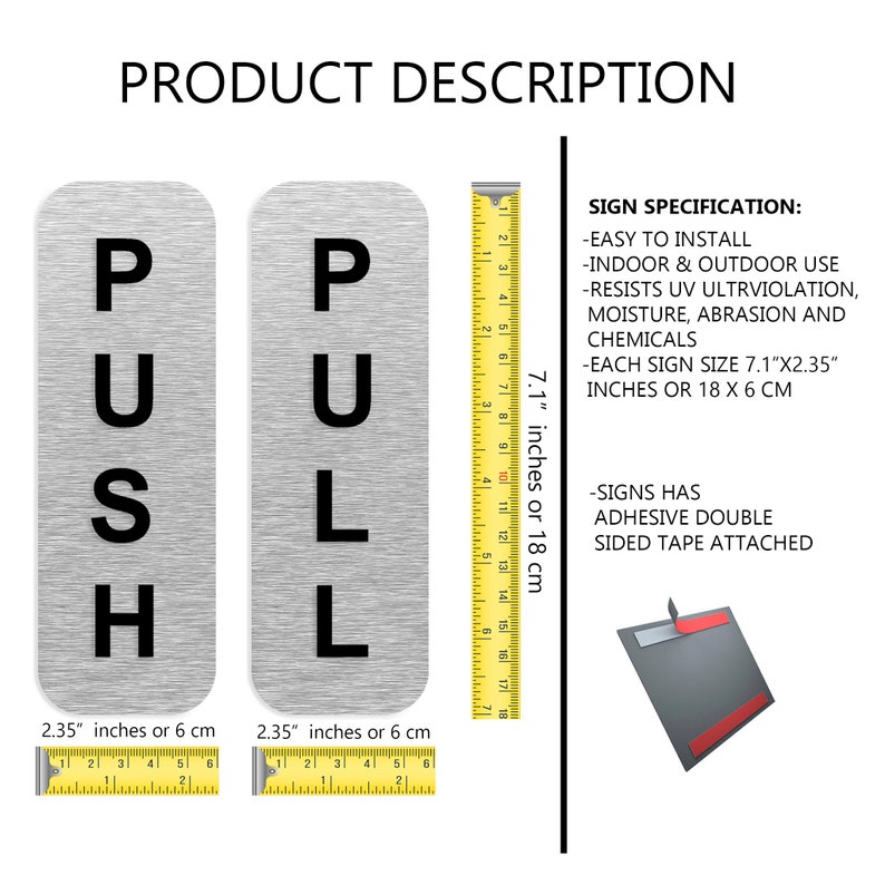 Set of 2 Push Pull Door Signs Vertical Office Doors Decals - Etsy Singapore