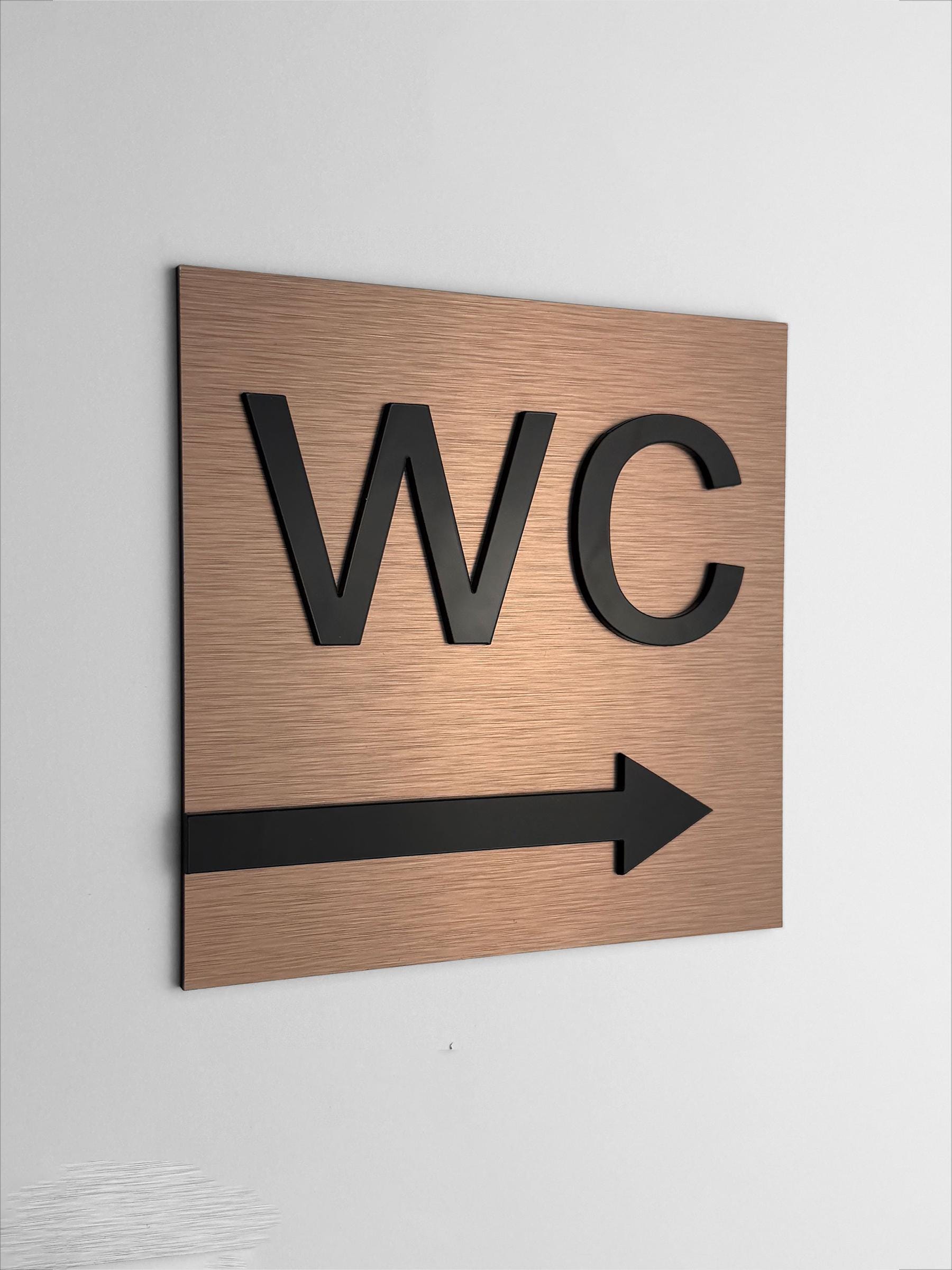 Wc Direction Sign WC Arrow Restroom Sign - Bathroom Directional Signage - Toilet ...