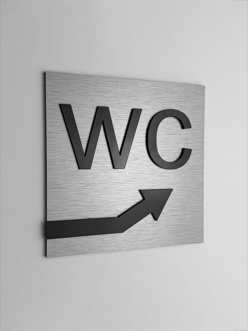 WC Arrow Sign - Directional Restroom Sign - Way Finding Bathroom Sign ...