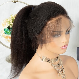 Kinky Straight Wig Lace Front Human Hair Wigs For Women Pre Plucked With Baby Hair Brazilian Remy Italian Yaki Human Wig