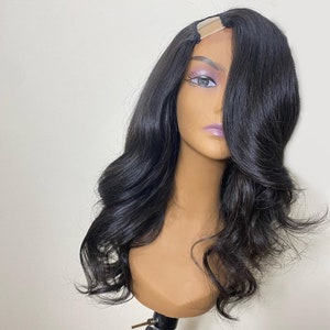 Peruki z ludzkich włosów Body Wave U Part dla czarnoskórych kobiet Peruka z krótkich włosów ludzkich Peruwiańskie włosy 2&quot;x4&quot; Peruki z częściami U Bez kleju Na Beauty 150%