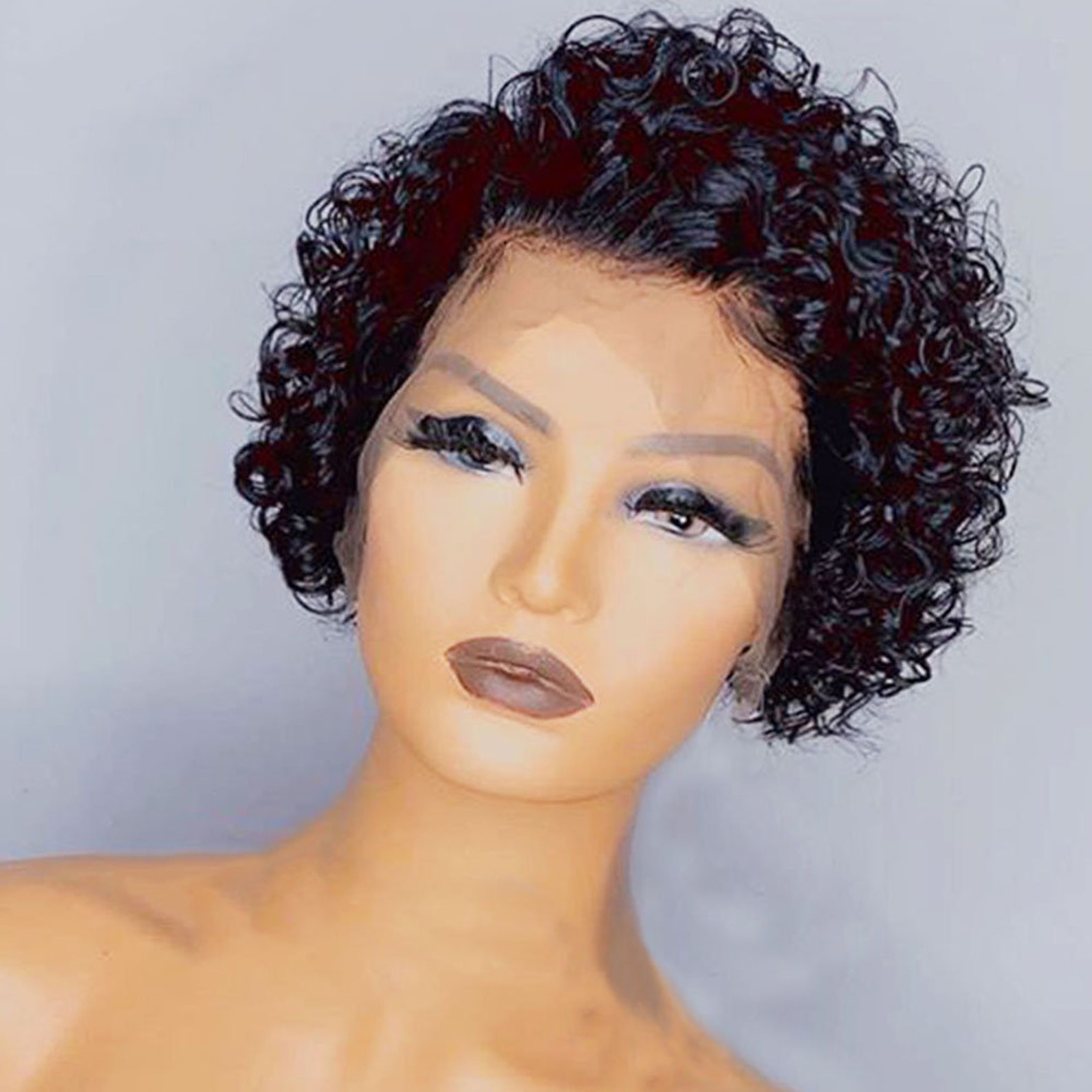 Pixie Cut Wig For Black Women Short Curly Human Hair Wig 180 Etsy