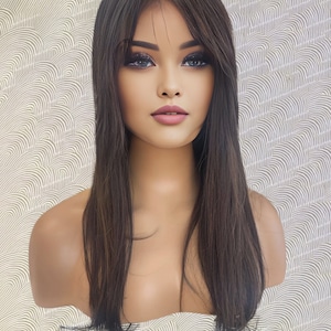Dark Brown Natural Wave Brazilian Remy Human Hair Lace Front Wigs For Women Glueless Transparent Lace Wig Pre Plucked Hairline Wig Free Part