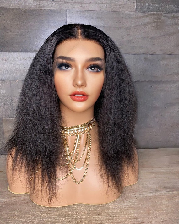 Transparent Lace Front Wigs Brazilian Remy Kinky Straight  display picture 3