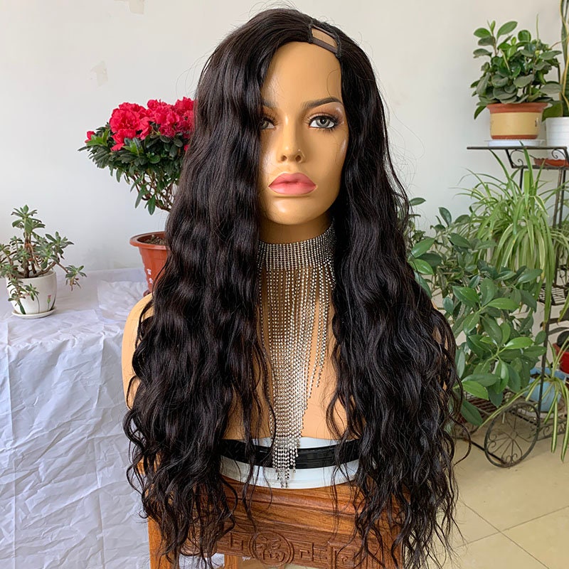 100% Human Hair Remy U Part Wig, 26 Inches Long, Brown's