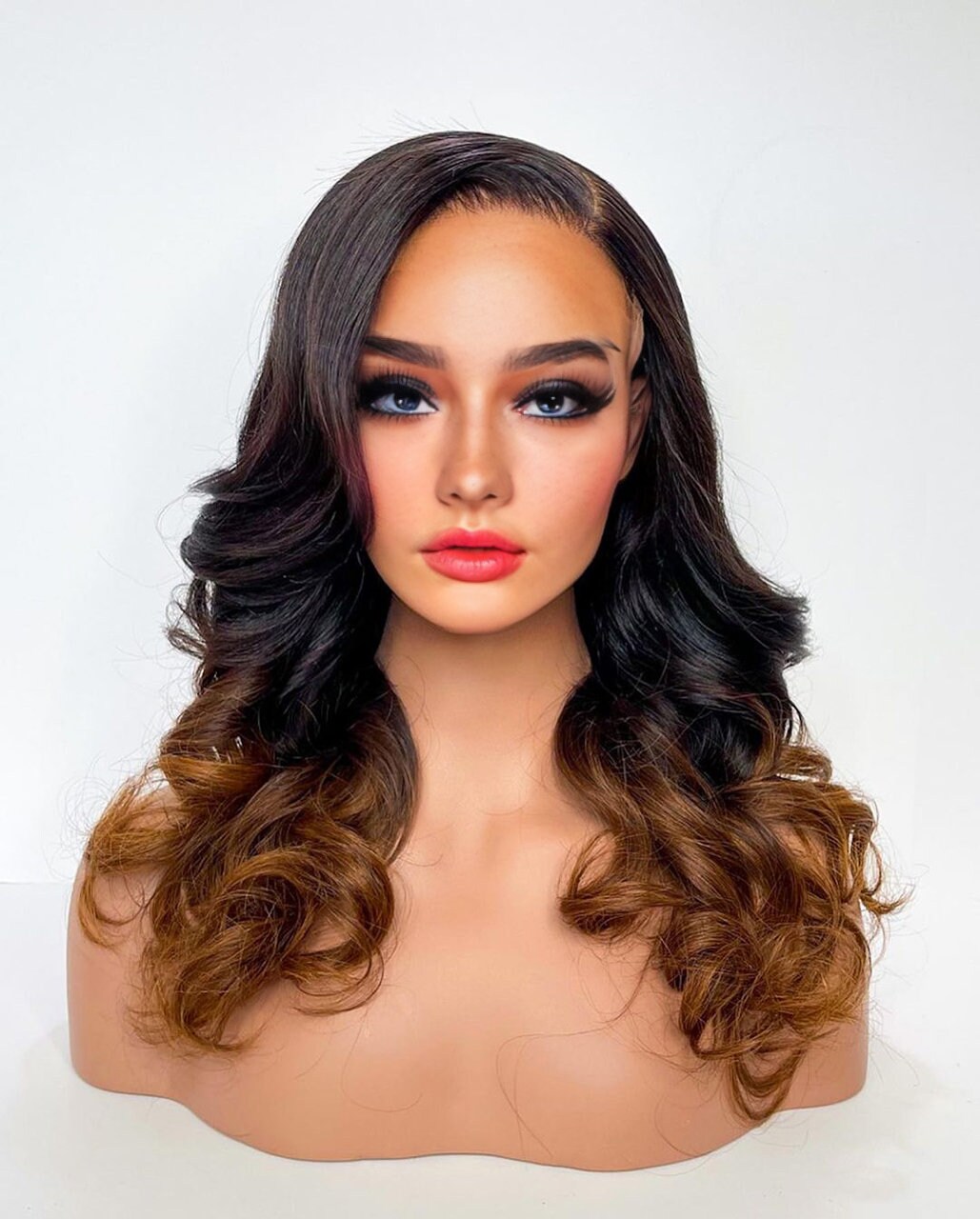Ombre Blonde Brown Lace Front Human Hair Wigs Pre Plucked  display picture 3