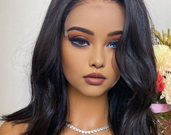 Natural Black Lace Frontal Wig 100% Real Natural Black Human Hair Lace Front Wigs for Black  main image 3
