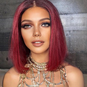 Burgundy Bob Wig 99J Lace Front Human Hair Wigs Pre Plucked Hairline With Baby Hair Ombre Red Straight Lace Front Wigs Free Part For Woman