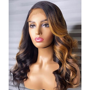 Ombre Human Hair Wig Color Human Hair Lace Wig Body Wave Preplucked Lace Wig Lace Frontal Wig For Women Glueless Wig 150%