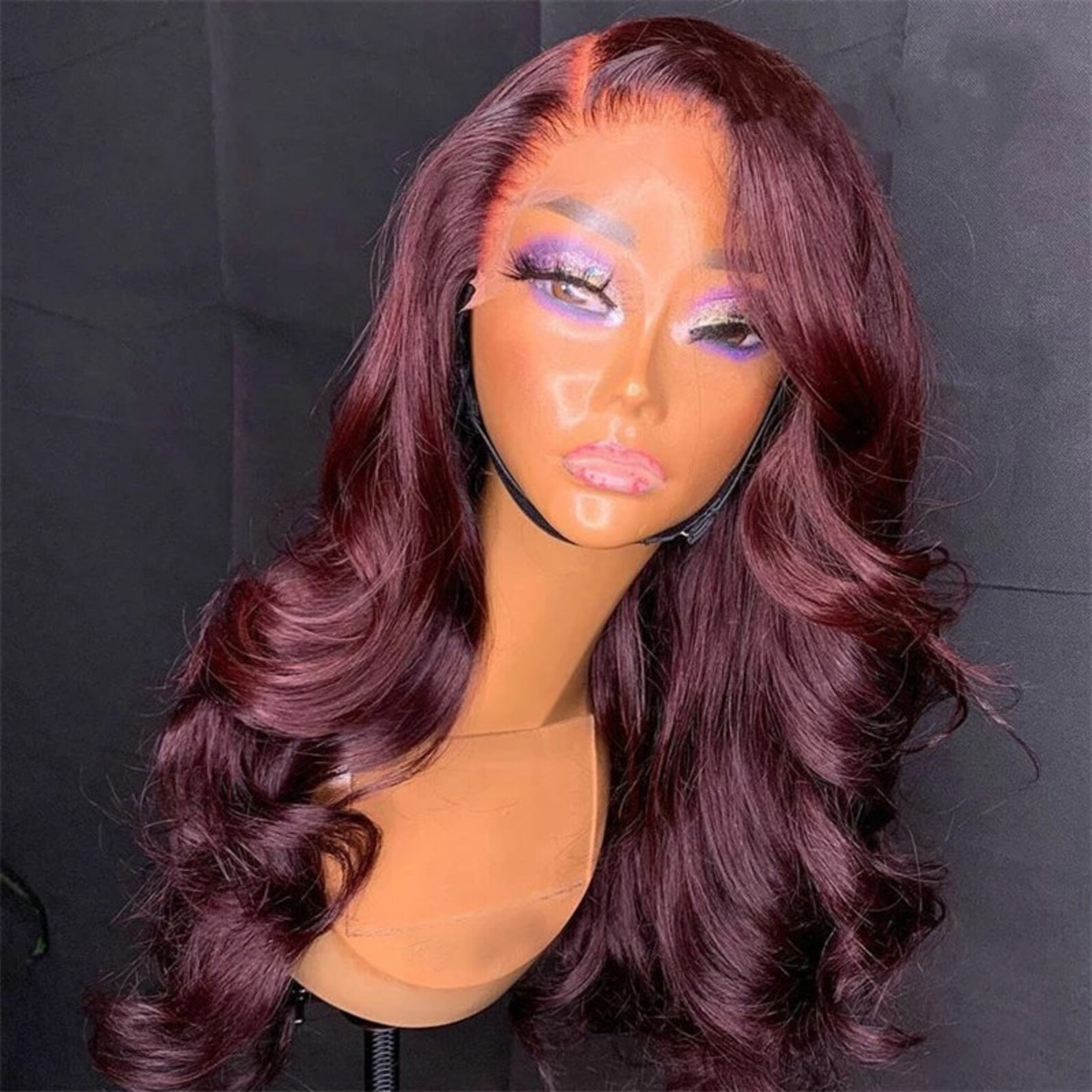 Red Lace Front Human Hair Wigs With Baby Hair Dark 99J Lace Etsy Australia