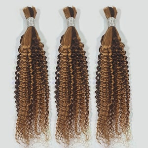 Highlight Kleur Kinky Krullend Menselijk Haar Bulk Voor Het Vlechten Gehaakte Haarvlechten Geen Inslag Haar Bundels Braziliaanse Remy Hair Extensions