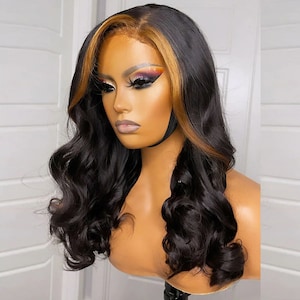 Body Wave Highlight Honey Blonde Color Glueless Lace Front Wig Brazilian Remy Hair Pre plucked wigs Human Hair Wigs With Baby Hair For Women