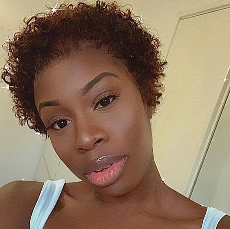 Pixie Cut Wig Human Hair Colored Water Wave Bob Short Lace Etsy