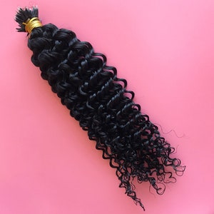 Remy Nano Rings Hair Extensions Micro Loop Micro Beads Keratin Human Brazilian Deep Curly Hair Bunldes 100 Strands/Pack For Women