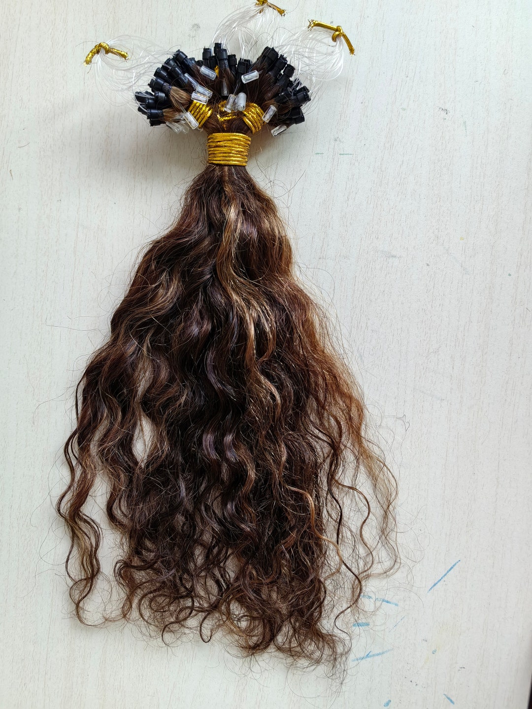 100 strengen/pak hoogtepunt blond bruin krullend micro loop=