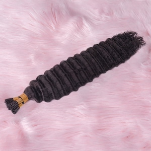 MicroLinks Extensiones de Cabello 100 Strand/Pack Deep Curly I Tip Extensiones de Cabello Brasileño Remy Cabello Humano Pre Bonded Hair Extension