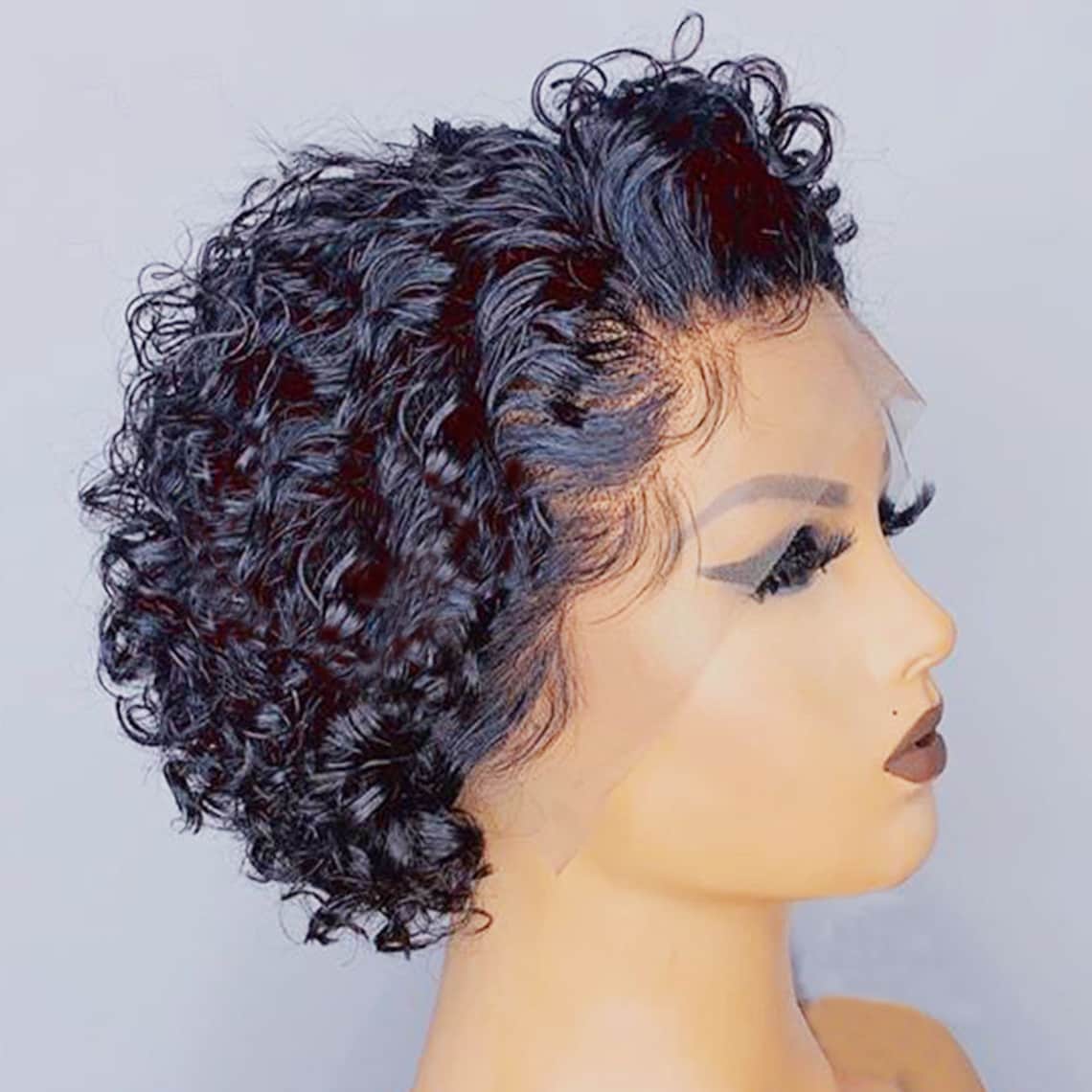 Pixie Cut Wig For Black Women Short Curly Human Hair Wig Etsy