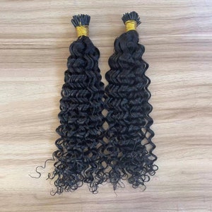 100 Strand/ Pack Micro links Curly I Tip Hair Extensions For Black Women Brazilian Human Remy Hair Pre Bonded Hair Extensions
