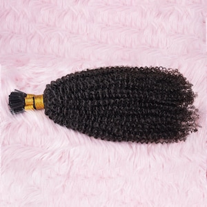 Microlinks Afro Kinky Curly I Tip Extensiones de cabello para mujeres negras Brazilian Human Remy Pre Bonded Hair Extensions 100 Strand/ Pack