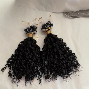 Moda 100 Strands/Pack Curly Micro Loop Extensiones de cabello para mujeres negras Cabello humano Deep Wave Brazilian Remy Hair Extensions Micro links