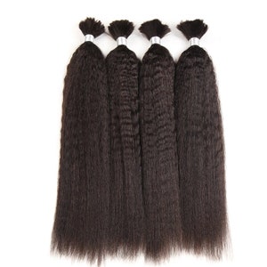 Hair Bulk Yaki Straight Human Hair Bundles Remy Brazilian Hair 1-2-3 Bundles Braiding Hair Extenions Braids Hair  No Weft