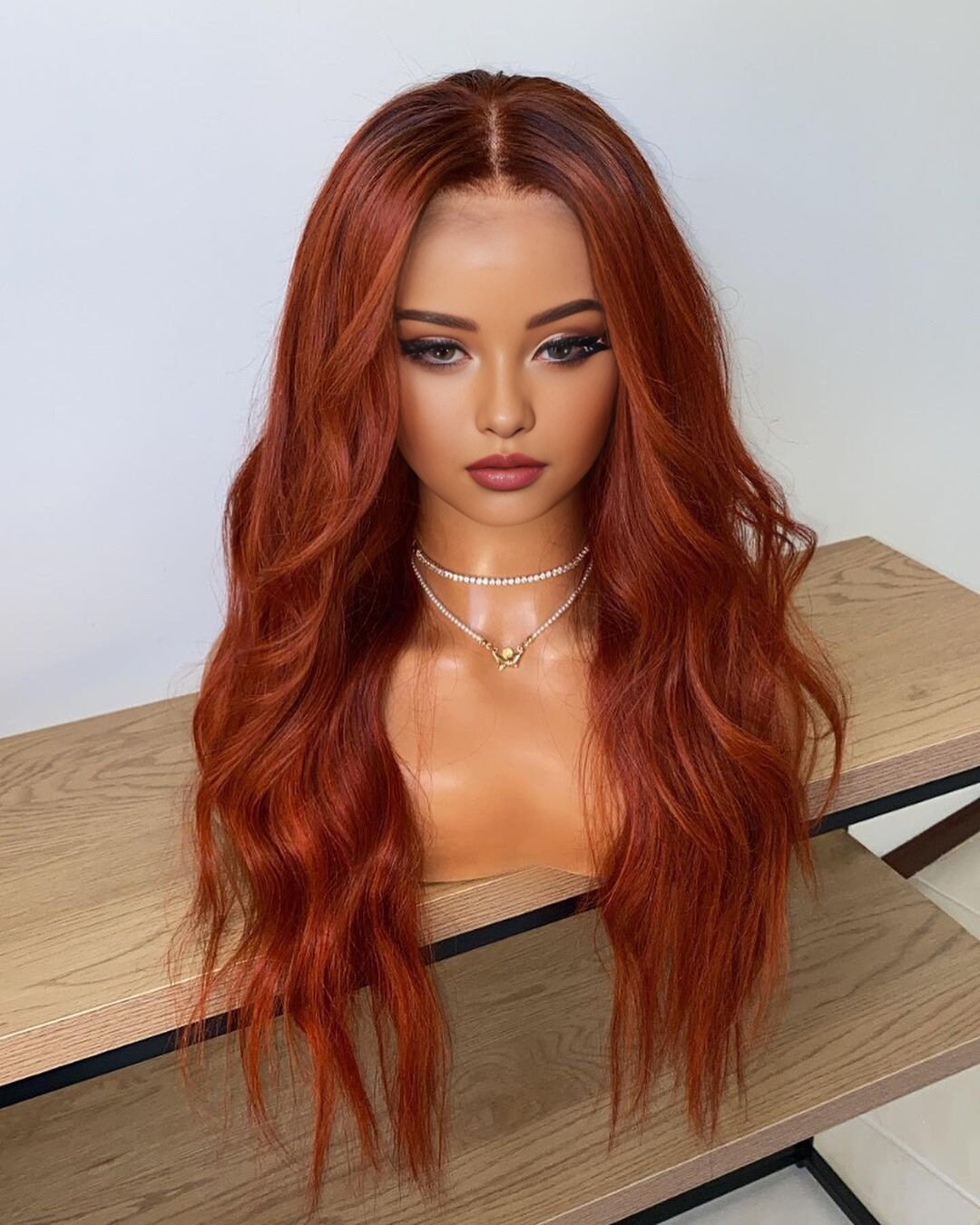 Orange Red Color Lace Front Wigs for Women Brazilian Remy  display picture 3