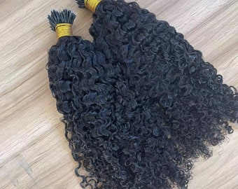 100 Strands Curly Nano Ring Human Hair Extension Brazilian Micro Nano Hair I Tip Human Remy Hair Extensions Micro links for Black Women