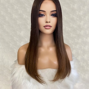 Ombre Brown Straight Brazilian Remy Human Hair Lace Front Wigs For Women Glueless Transparent Lace Wig Pre Plucked Hairline Wig