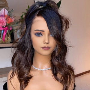 Ombre Chocolate brown Human Hair Wig Pre plucked Hairline Bleached Knots Body Wave Transparent Lace Front Wigs Brazilian Remy Hair Free Part