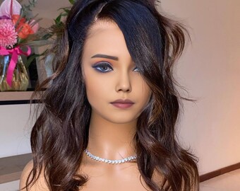 Luxe Ginger Brown Ombre 6x6 Body Wave Wig - 100% Human Hair  display picture 2