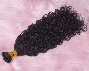 Micro Links Extensiones de Cabello 100 Strand/Pack Curly I Tip Extensiones de Cabello Brasileño Remy Cabello Humano Pre Pegado Extensión de Cabello